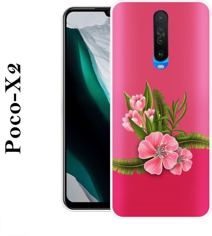 REDFLY Back Cover for Poco X2  (Pink, Green, Grip Case, Silicon)