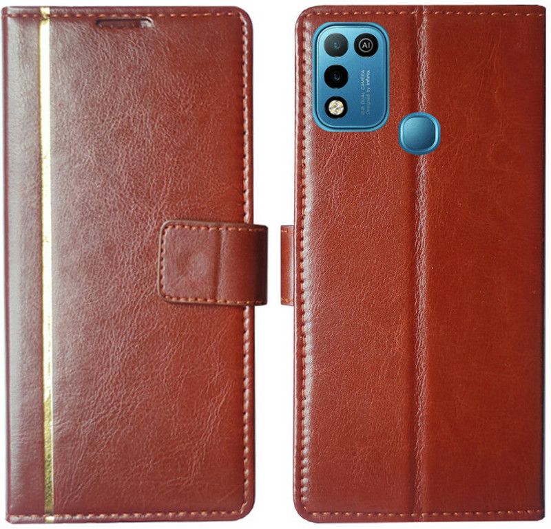 Dhar Flips Flip Cover for Infinix Hot 10 Play in High Quality  (Brown, Pack of: 1)