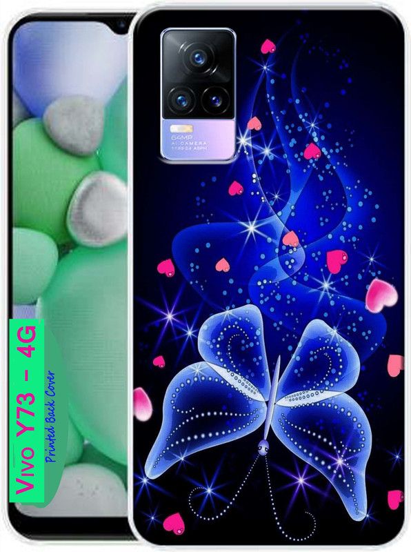 KENTAROELENE Back Cover for Vivo Y73  (Black, Blue, Dual Protection, Silicon, Pack of: 1)