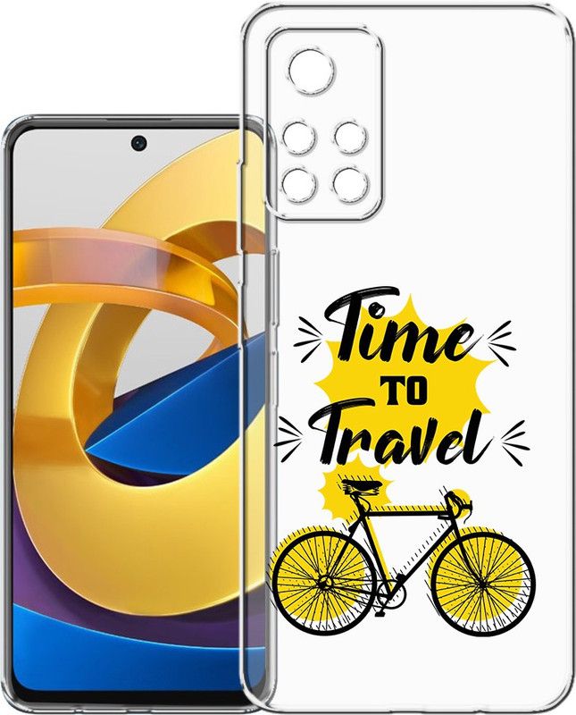 HANIRY Back Cover for Poco M4 Pro 5G, MZB0BGVIN back cover, TIME TO TRAVEL TEXT, Designer, PNG_85  (Multicolor, Flexible, Silicon, Pack of: 1)