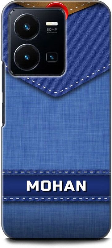 WallCraft Back Cover for Vivo Y35, V2205 MOHAN NAME, M LETTER, BLUE, JEANS, ALPHABET, DESIGN  (Multicolor, Dual Protection, Pack of: 1)