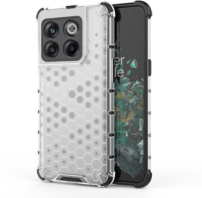 Accessories Kart Back Cover for Oneplus 10T 5G Edge To Edge Boom Transparent Honeycomb case  (Transparent, Shock Proof, Pack of: 1)