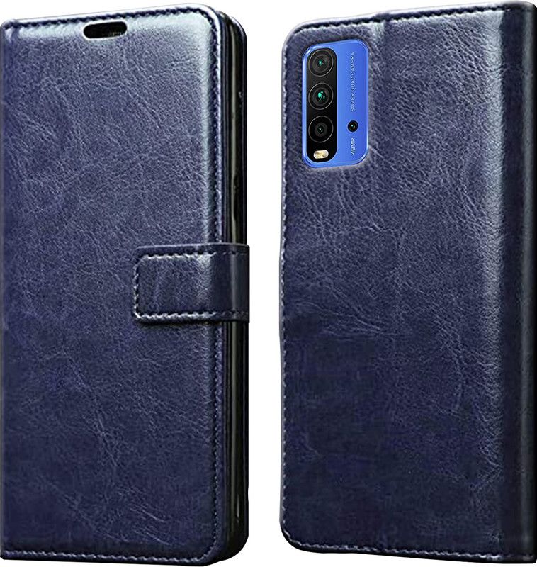 Forego Back Cover for Redmi 9 Power-Vintage Flip Wallet Back Case Cover  (Blue, Dual Protection, Pack of: 1)