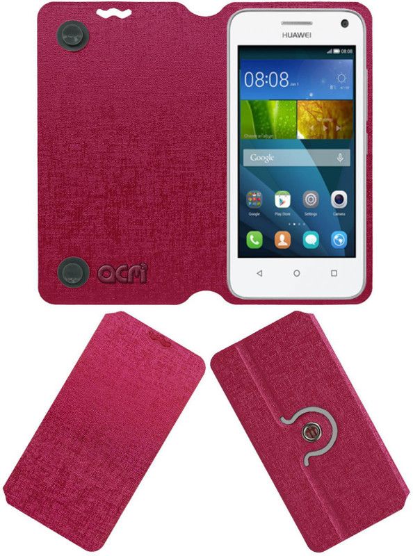 ACM Flip Cover for Huawei Y336  (Pink, Cases with Holder)