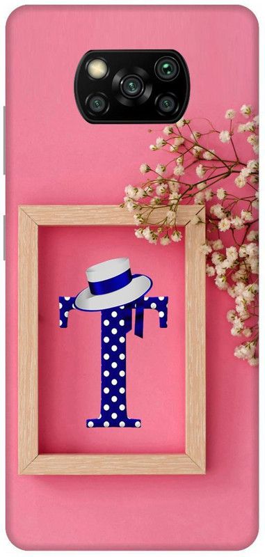 SSMORYA Back Cover for POCO X3, T letter, Pink Print Back Cover  (Multicolor, Hard Case, Pack of: 1)