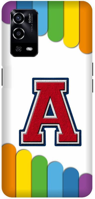 UMPRINT Back Cover for Oppo A55/CPH2325, A A Latter Alphabet Printed Back Cover  (Multicolor, Hard Case, Pack of: 1)