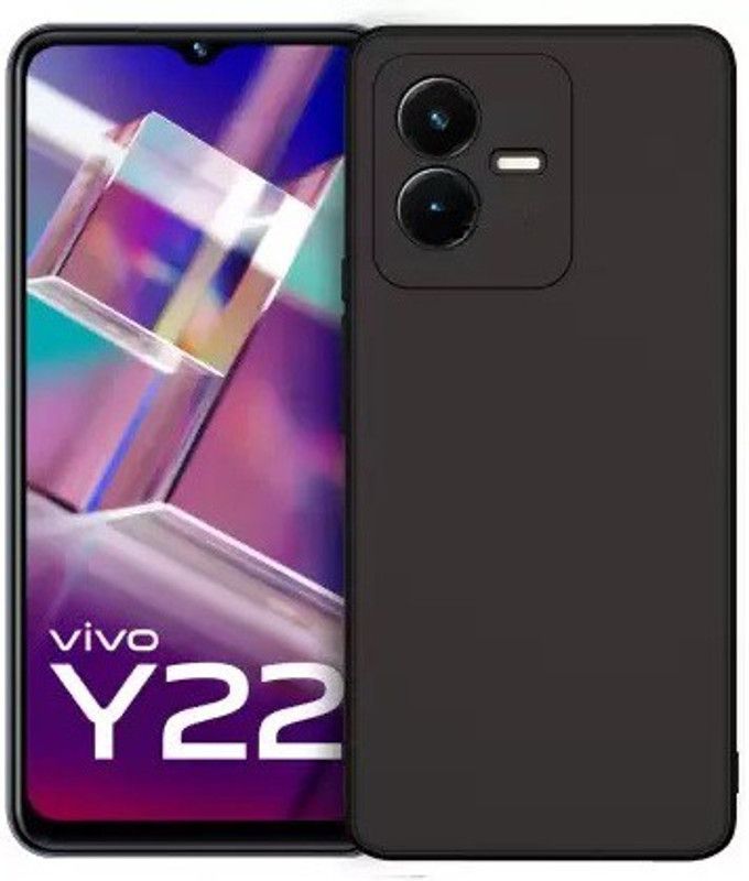 S-Hardline Back Cover for Vivo Y22, Microfiber Cloth Cushion Protective Shockproof Plain Silicon  (Black, Pack of: 1)