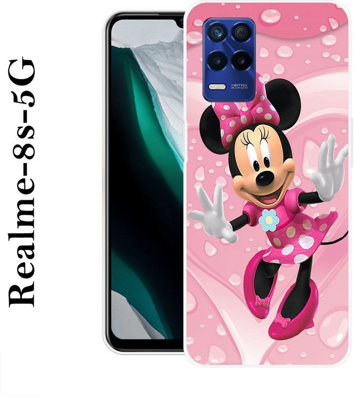 Sswastik Back Cover for Realme 8s 5G  (Pink, Black, Silicon)