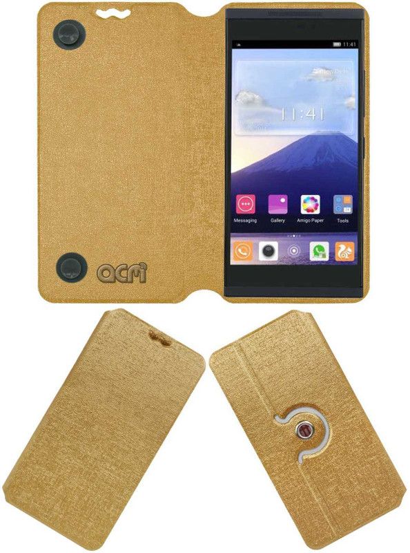 ACM Flip Cover for Gionee Gpad G5  (Gold, Cases with Holder, Pack of: 1)