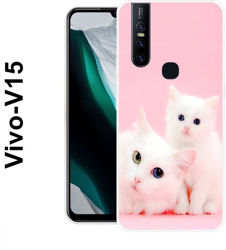 REALKING Back Cover for Vivo V15  (Pink, White, Silicon)