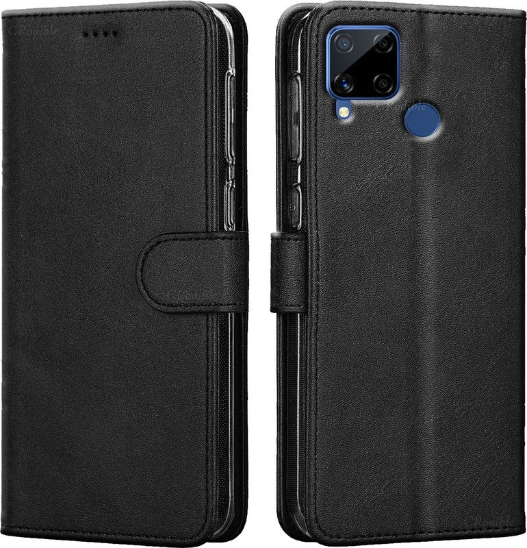 DeepzHub Flip Cover for Realme C15  (Black, Dual Protection, Pack of: 1)