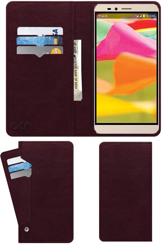 ACM Flip Cover for Lyf Wind 2  (Maroon, Cases with Holder)