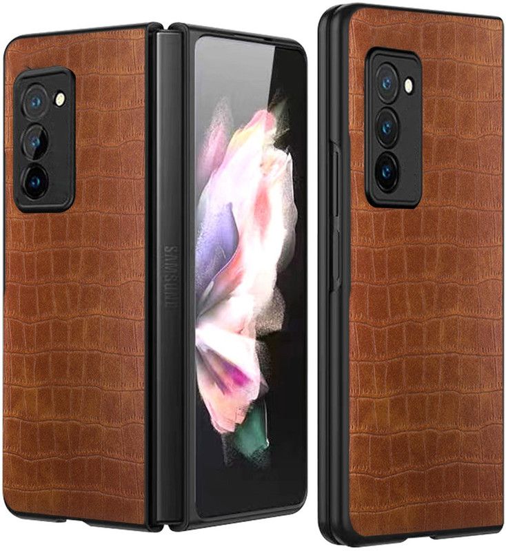 LIRAMARK Back Cover for PU Leather Shockproof Hard PC Slim Thin Protective, Samsung Galaxy Z Fold 2 5G  (Brown, Shock Proof, Pack of: 1)