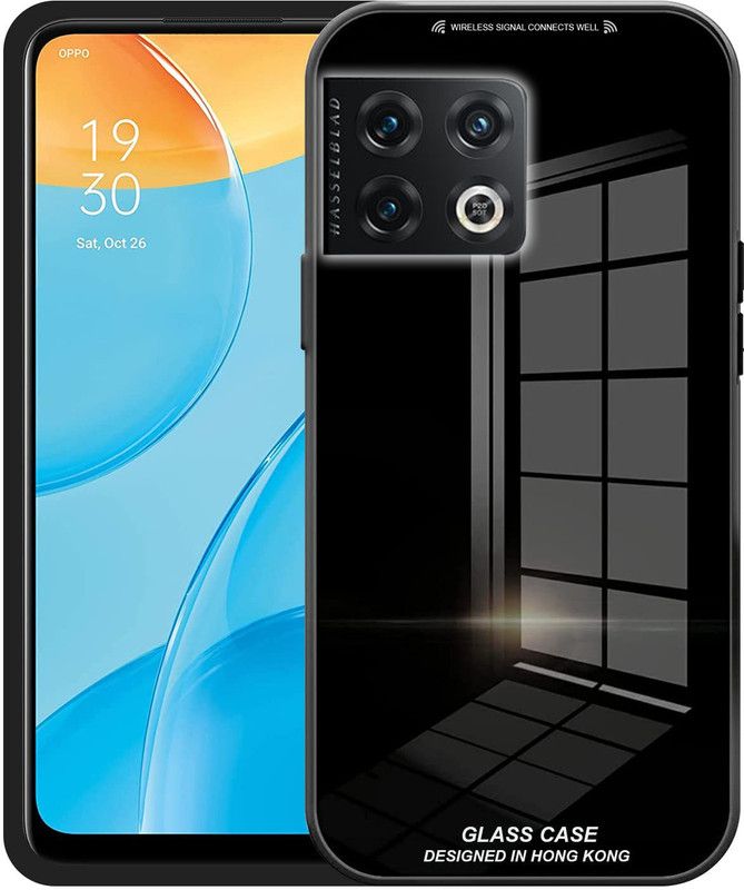 Caseworm Back Cover for OnePlus 10 Pro (5G) Toughened Glass Back and Sides Soft Silicon Case  (Black, Grip Case, Pack of: 1)