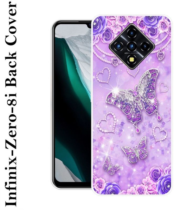KUDI Back Cover for Infinix Zero 8i  (Purple, Silver, Silicon)