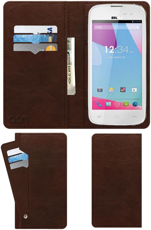 ACM Flip Cover for Blu Neo 4.5 S330i  (Brown, Cases with Holder, Pack of: 1)