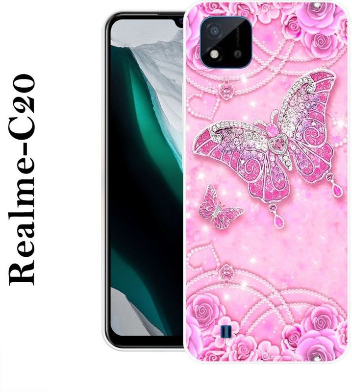 REALKING Back Cover for Realme C20  (Pink, Silicon)