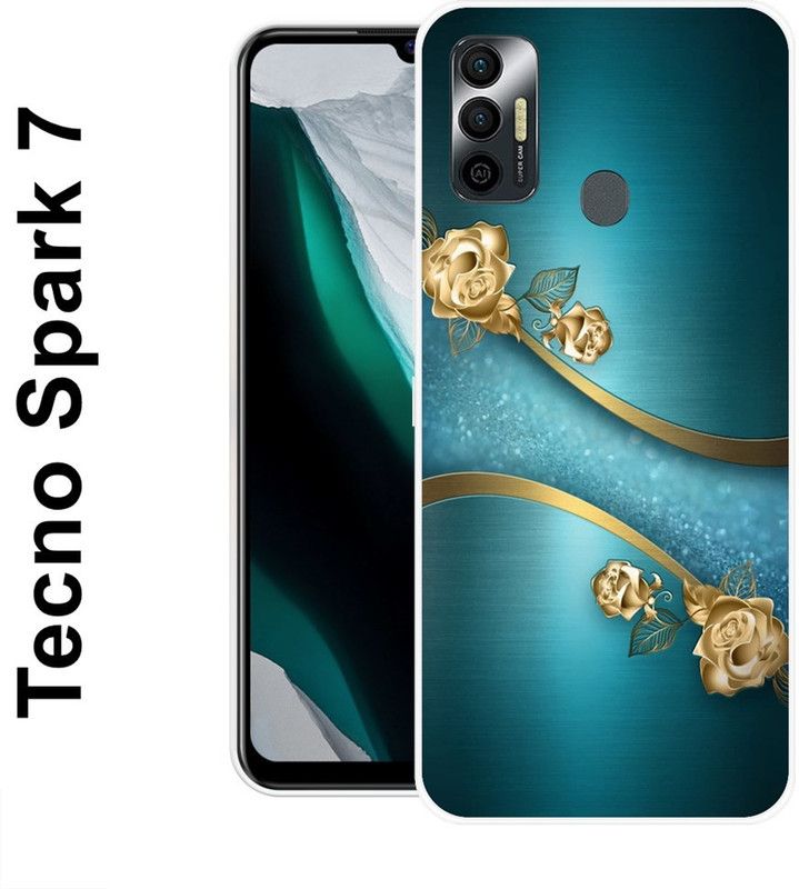 Sswastik Back Cover for Tecno Spark 7, Tecno Spark 7T  (Blue, Gold, Silicon)