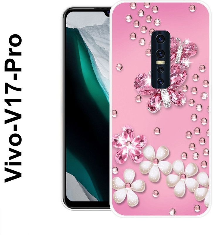 KLC Back Cover for Vivo V17 Pro  (Pink, White, Silicon)