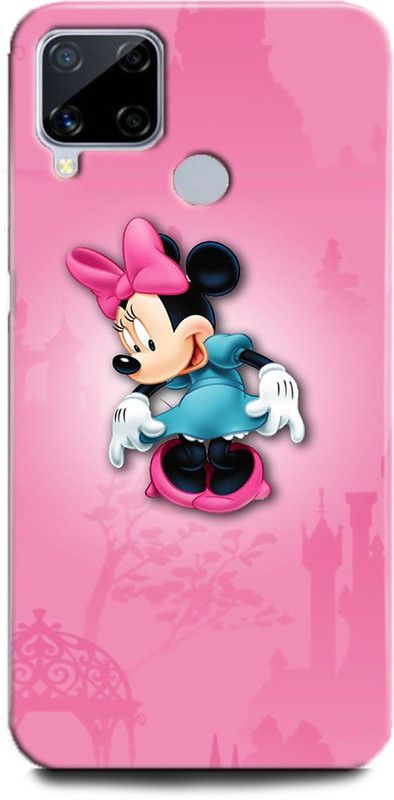 INDICRAFT Back Cover for Realme C15, RMX2180 MINNIE MOUSE, FINE PINK ART, CARTOON, DISNEY  (Multicolor, Hard Case, Pack of: 1)