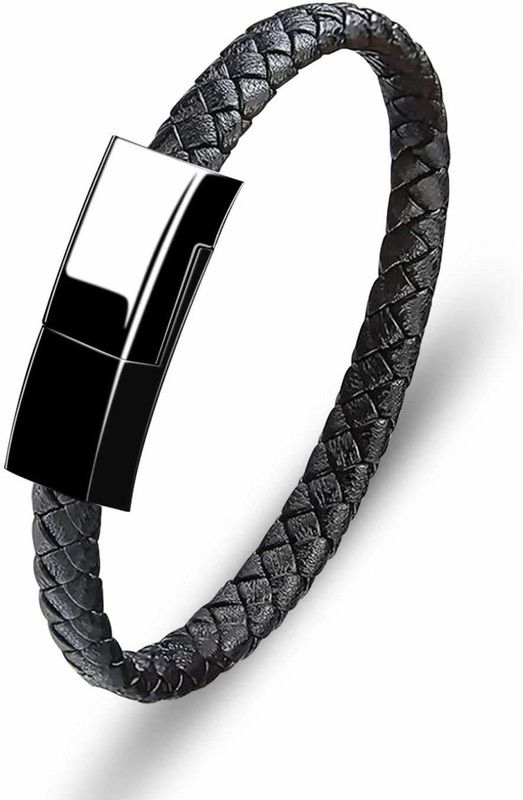 Ayus Lightning Cable 0.22 m Portable Bracelet Charger  (Compatible with Iphone, Black, One Cable)