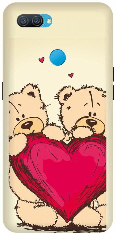 DIKRO Back Cover for OPPO A12, TEDDY, BEAR, DOLL, CARTOON, HEART  (Pink, Hard Case, Pack of: 1)
