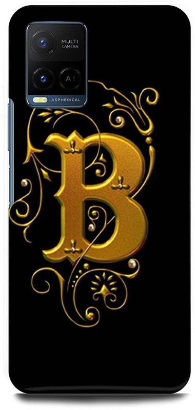DIKRO Back Cover for Vivo Y33s, V2109, B, NAME, LETTER, ALPHABET, GOLD  (Black, Hard Case, Pack of: 1)