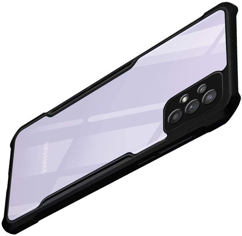 Phone Back Cover Pouch for Samsung Galaxy A32  (Black, Transparent, Grip Case, Pack of: 1)