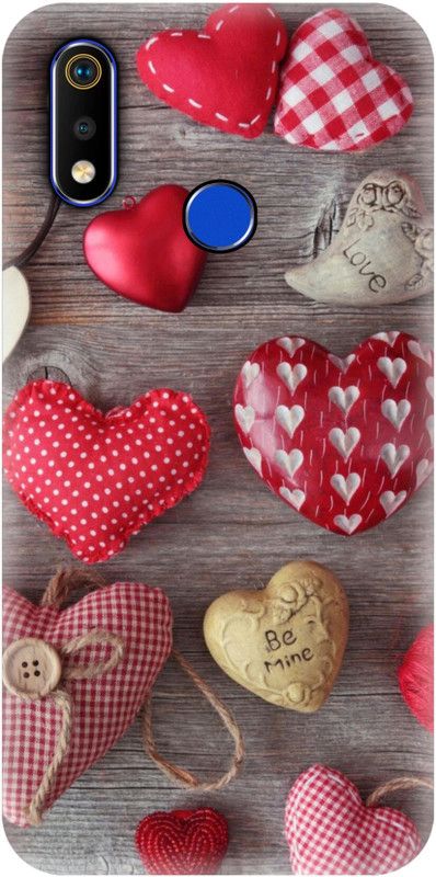 Smutty Back Cover for Realme 3 Pro, RMX1851 - Hearts Print  (Multicolor, Hard Case, Pack of: 1)
