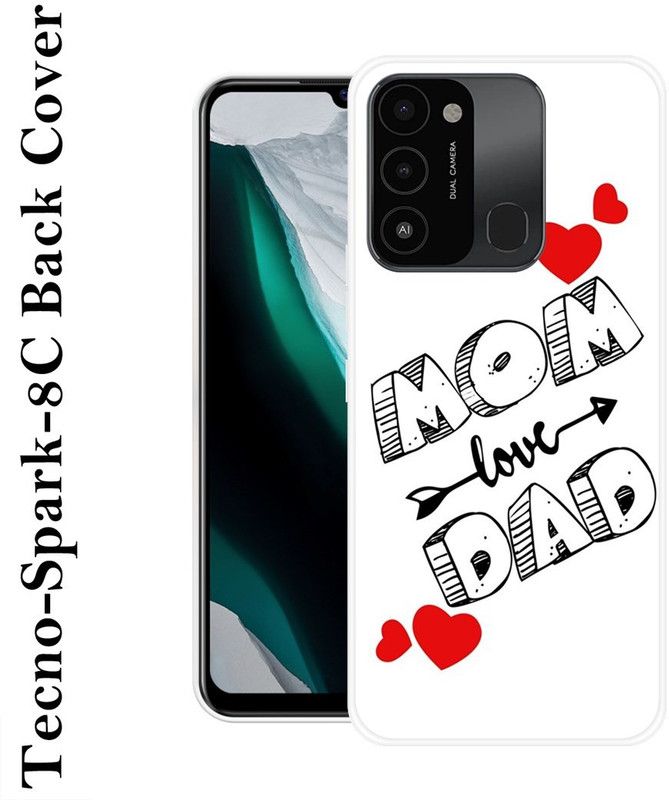 SHIVKUDI Back Cover for Tecno Spark 8c  (White, Black, Silicon)