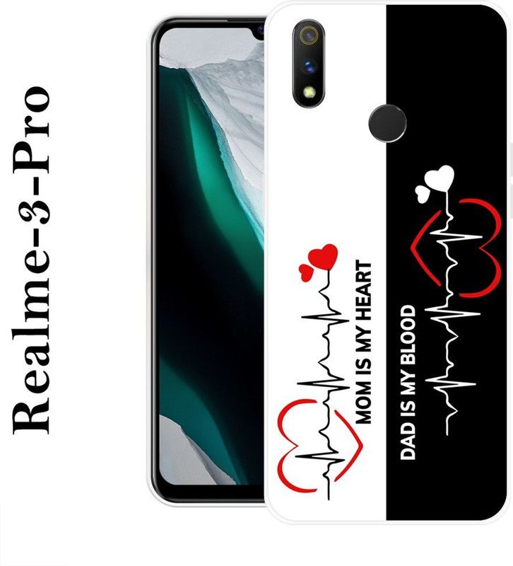 INDIALAND Back Cover for Realme 3 Pro  (Black, White, Grip Case, Silicon)