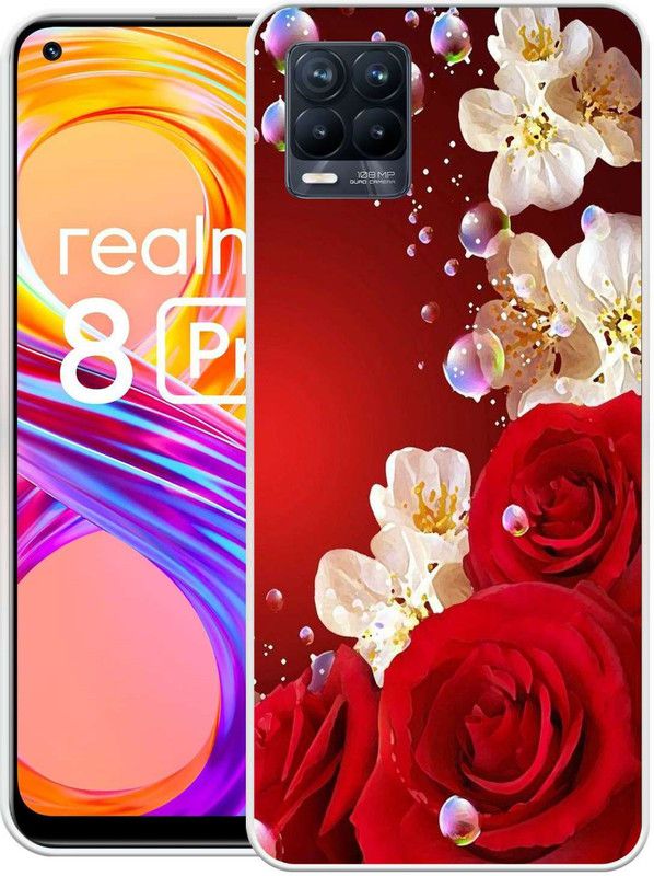 Khadoliya Back Cover for Realme 8 Pro  (Red, White, Grip Case, Silicon)