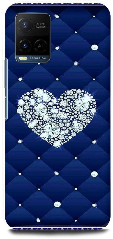 JUGGA Back Cover for Vivo Y33T, V2146, HEART, BLUE, BLING, STAR, LOVE  (Blue, Hard Case, Pack of: 1)