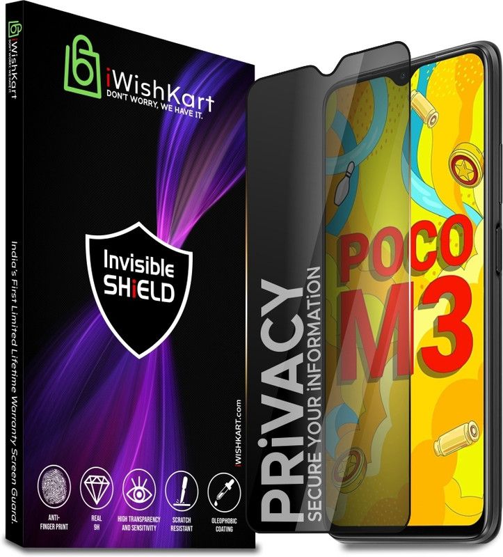 iWishKart Edge To Edge Tempered Glass for Poco M3  (Pack of 1)