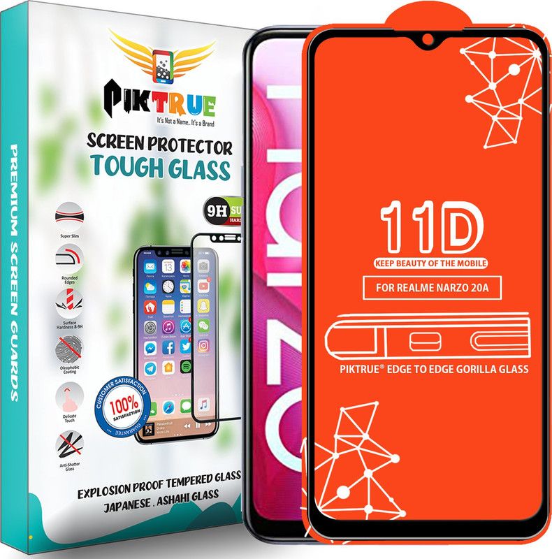 PikTrue Edge To Edge Tempered Glass for Realme Narzo 20A  (Pack of 1)