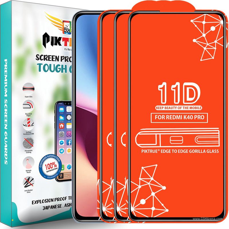 PikTrue Edge To Edge Tempered Glass for Redmi K40 Pro  (Pack of 3)
