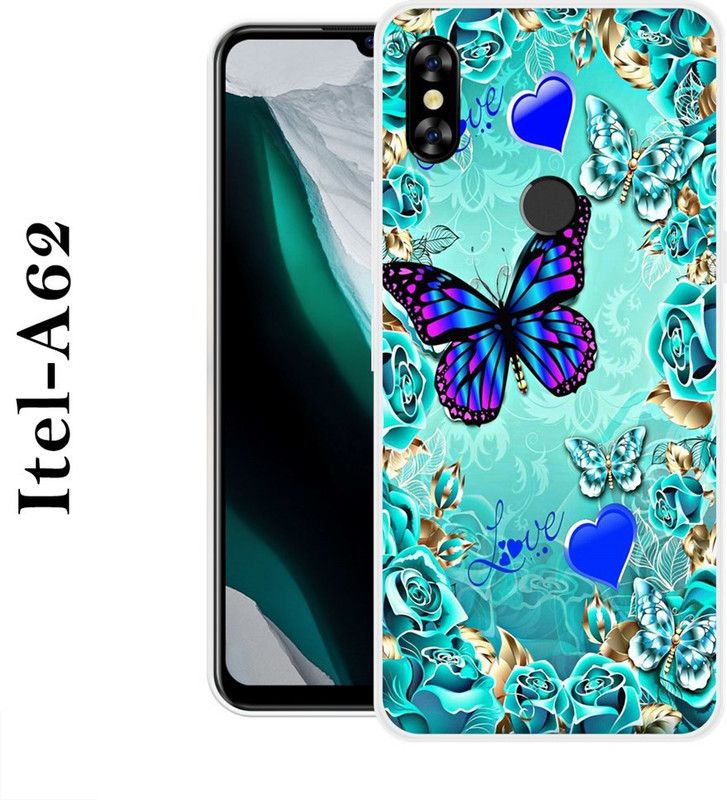 VITARO Back Cover for Itel A62  (Blue, Gold, Grip Case, Silicon)