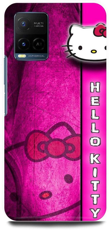 play fast Back Cover for Vivo Y21E HELLO, KITTY, BACK, COVER  (Pink, Hard Case)