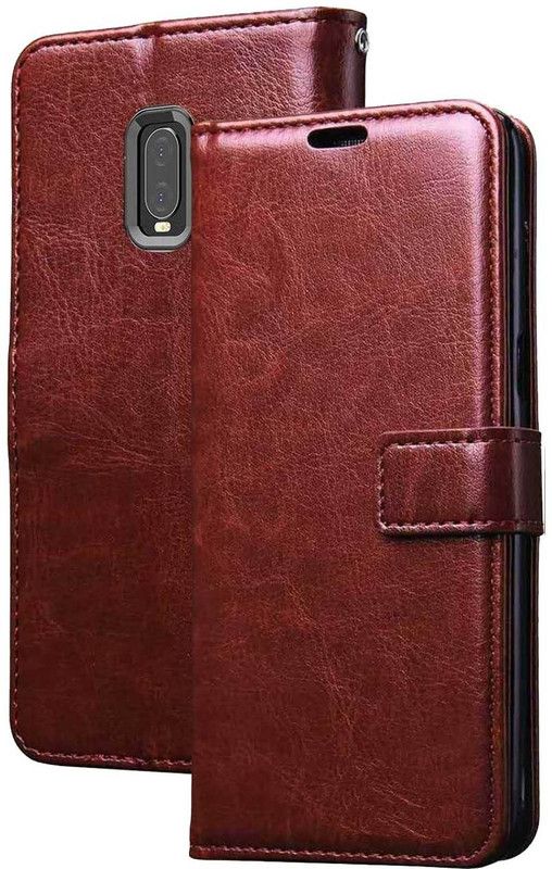 RRTBZ Flip Cover for OnePlus 7  (Brown, Pack of: 1)