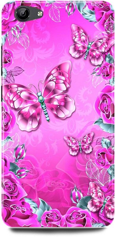 MP ARIES MOBILE COVER Back Cover for Vivo V5/1601 Rose Golden Butterfly, Cute Butterfly with Flower, Butterfly, Flowers  (Multicolor, Hard Case, Pack of: 1)