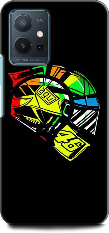 Wall Art Back Cover for Vivo Y75 (5G) VALENTINO ROSSI, VR46, VR46 HELMET, AGV, BIKE RIDER, MOTOGP  (Multicolor, Dual Protection, Pack of: 1)
