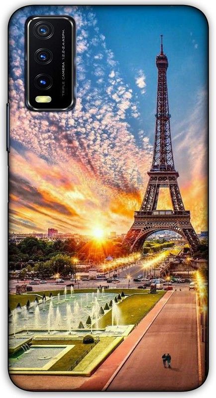 artocus Back Cover for Vivo Y20, Vivo Y20 Eiffel tower Printed Back Cover  (Multicolor, Shock Proof, Pack of: 1)