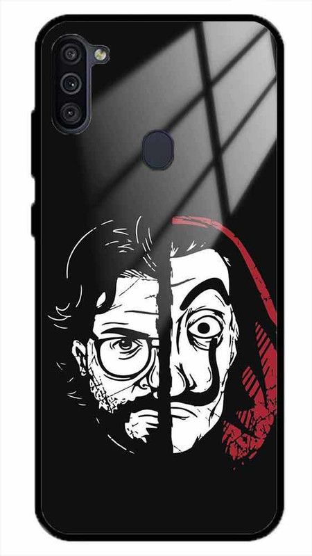 NDCOM Back Cover for Samsung Galaxy M11 Professor And Mask Printed Glass Case  (Multicolor, Grip Case, Pack of: 1)