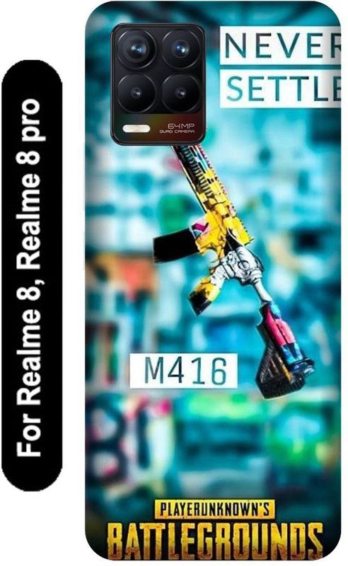KARJUN Back Cover for Realme 8, Realme 8 pro ,PUBG M416 Gun Printed Mobile case cover  (Multicolor, 3D Case, Pack of: 1)