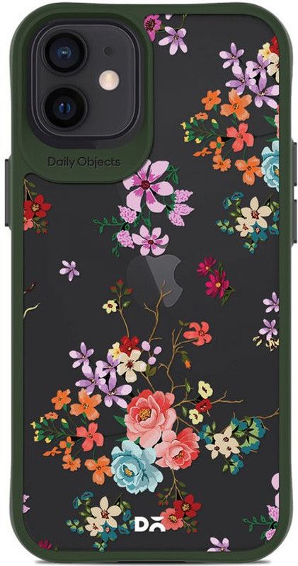 DailyObjects Periwinkle & Roses Green Hybrid Clear Back Cover for iPhone 12  (Green, Flexible, Pack of: 1)