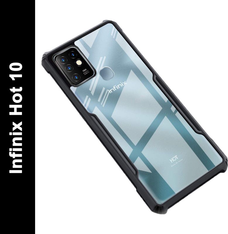 BOZTI Back Cover for Infinix Hot 10  (Transparent, Black, Grip Case, Pack of: 1)