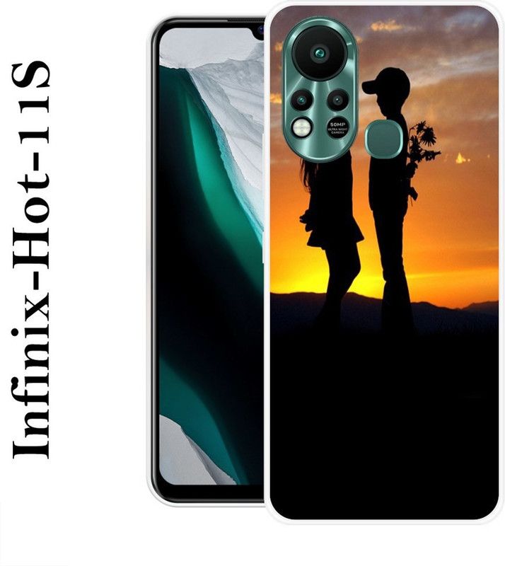 LOVETHINK Back Cover for Infinix Hot 11s  (Orange, Black, Silicon)