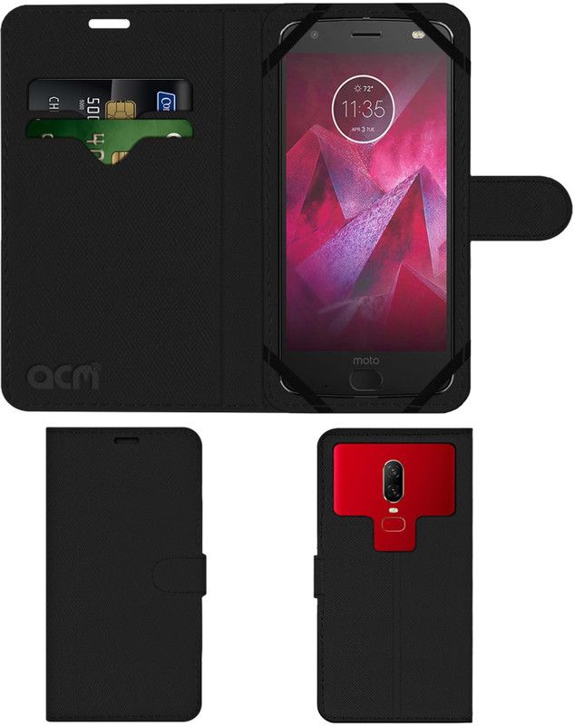 ACM Flip Cover for Motorola Z2 Force  (Black, Cases with Holder, Pack of: 1)