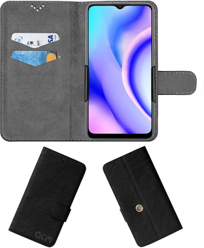 ACM Flip Cover for Realme C15 Qualcomm Edition  (Black, Cases with Holder, Pack of: 1)