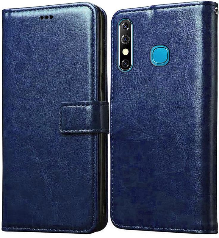 COVERBLACK Flip Cover for Infinix Hot 8  (Blue, Dual Protection, Pack of: 1)